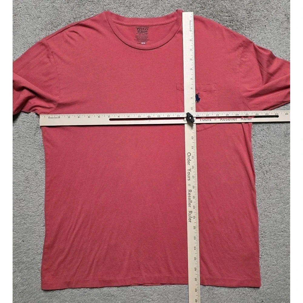 Polo Ralph Lauren Pocket Long Sleeve T-Shirt‎ Nantucket Red Mens M Blue Pony